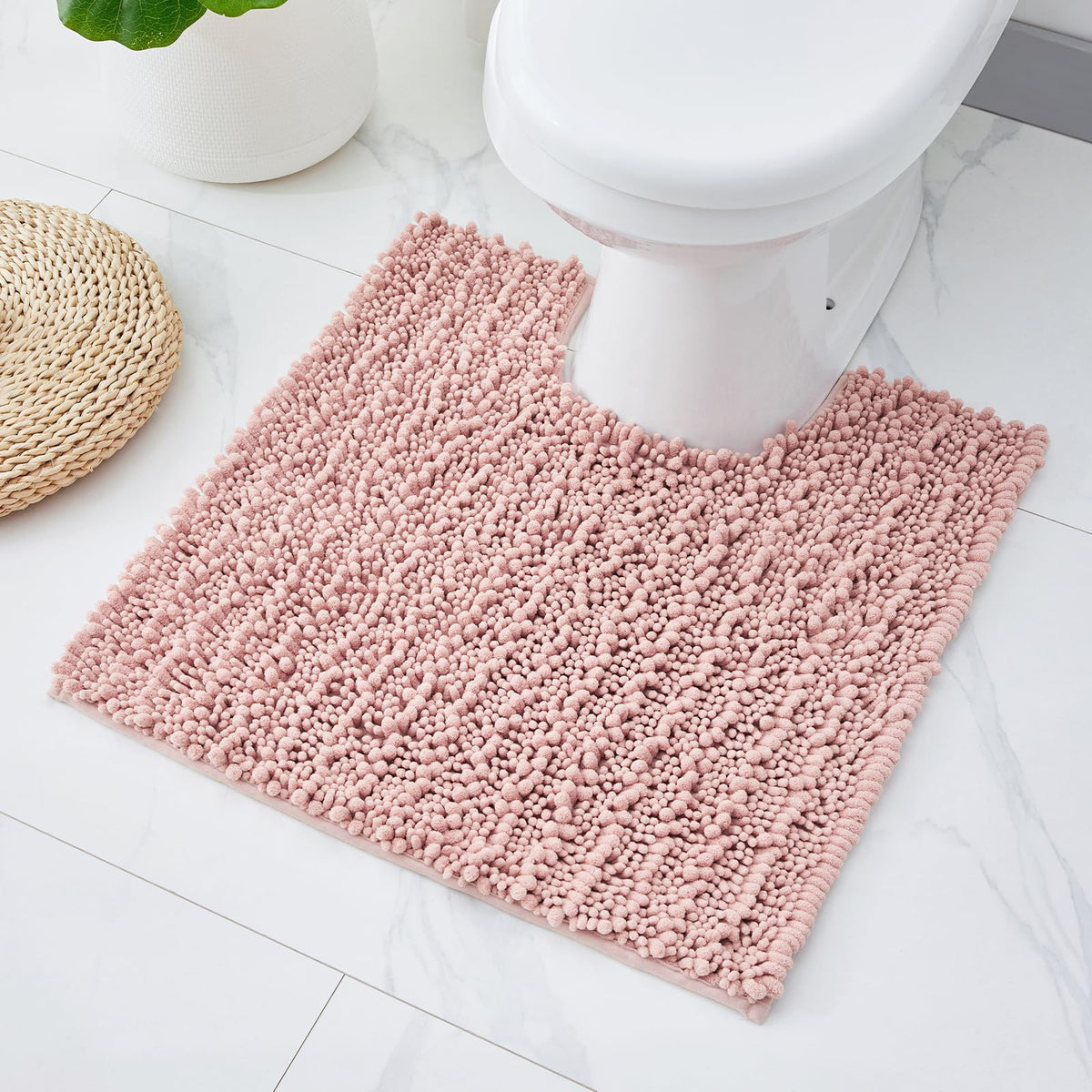 ILANGO Bathroom Rugs Light Grey 44x24, Soft Absorbent Chenille Bath Rugs
