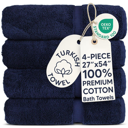 Chakir Turkish Linens 100% Cotton 4-Pack Bath Towels 27x54, Gray