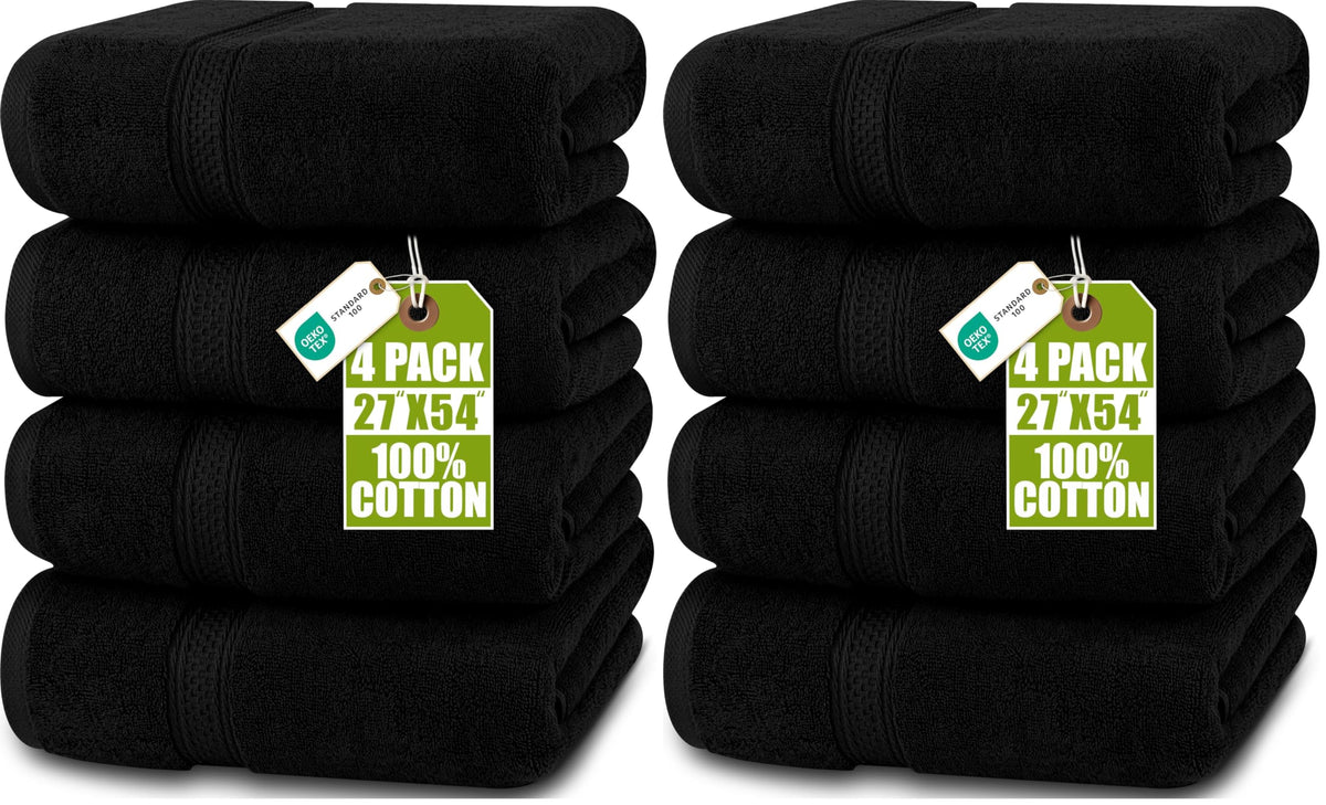Utopia Towels 4 Pack Premium Bath Towels, 27x54 in, 600 GSM Cotton Grey