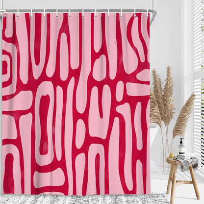 Bondjos Abstract Sage Green Shower Curtain,Boho Modern Geometric Line Art Decor,Abstract Minimalist Farmhouse Style Shower Curtain for Bathroom，Waterproof Polyester Fabric Bathroom Curtain,72x72 Inch