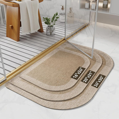 YDKGL Half Circle Bath Mat, Non Slip Thin Bathroom Rugs, Brown 16x24