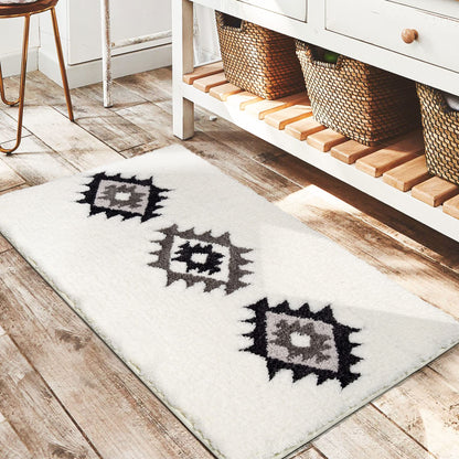 DEXDE Black Bathroom Rugs 20x32 Aztec Boho Long Western Plush Bath Mats