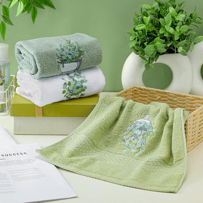 FuWeave 3 Pcs Eucalyptus Leaves Hand Towels for Bathroom Kitchen Decor