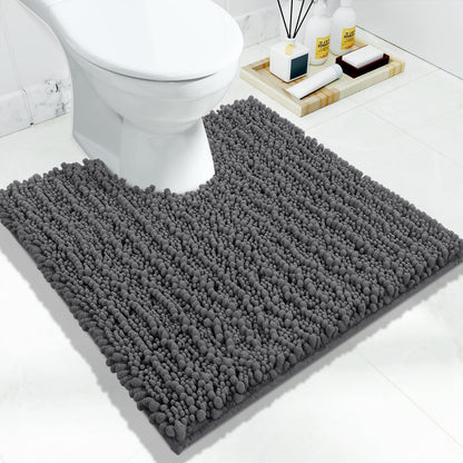 Yimobra Bathroom Rugs Non Slip Washable 32x20 Inch - Ultra Soft Absorbent Chenille Bath Mat, Quick Dry Shaggy Floor Carpet for Tub Shower, Gray Home Decor Accessories