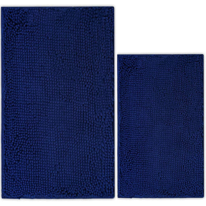 Bathroom Rugs Chenille Bath mat 2 Piece Set, Super Absorbent, Strong PVC Non Slip Backing, Bath mats for Bathroom, Plush Shaggy, Thick, Machine Washable, Bathtub, Toilet.(Light Grey)