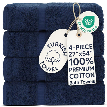 Chakir Turkish Linens 100% Cotton 4-Pack Bath Towels 27x54, Gray
