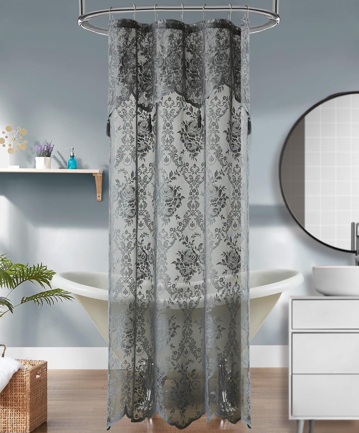 Warm Home Designs Golden Lace Shower Curtain with Valance. LAU Linen 72
