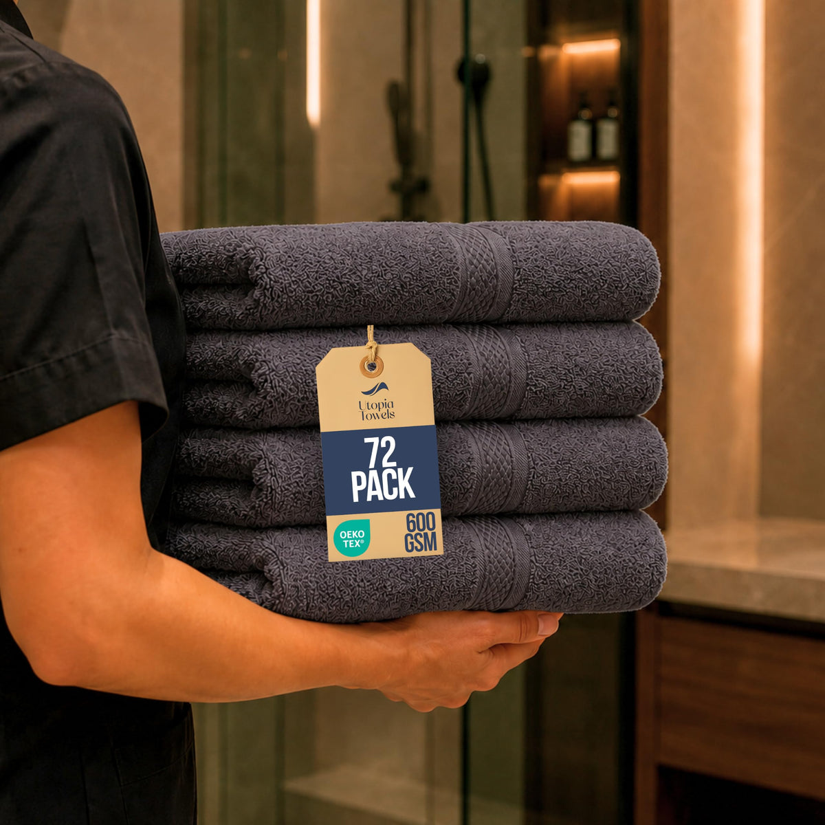 Utopia Towels 6 Pack Premium Hand Towels, 16x28 in, 600 GSM Cotton, Navy