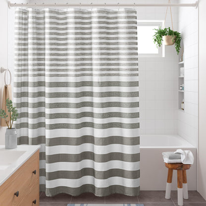 Madison Park Arbor Waffle Shower Curtain for Bathroom, 72 x 72, Beige