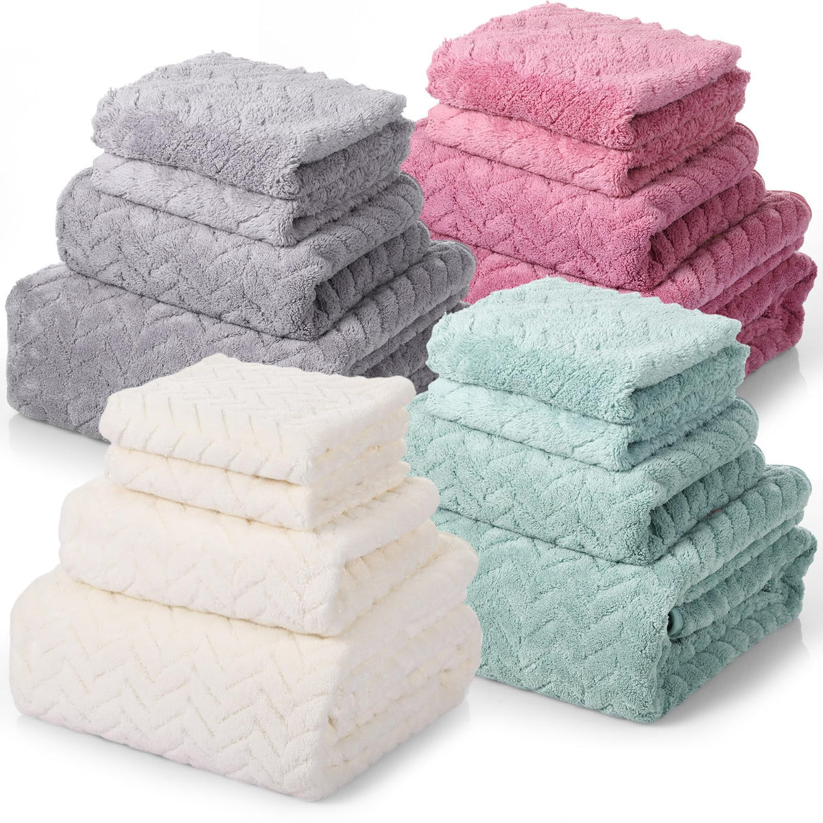 Mixweer 16 Pcs Bath Towel Set Quick Dry Towel Set for Bathroom, Dark Color
