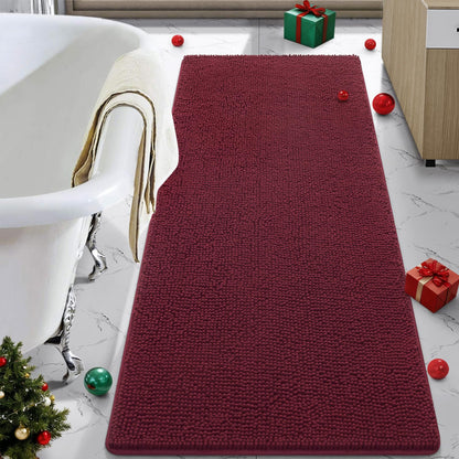 LOCHAS Luxury Bathroom Rug Shaggy Bath Mat 24 x 60 Inch, Gray
