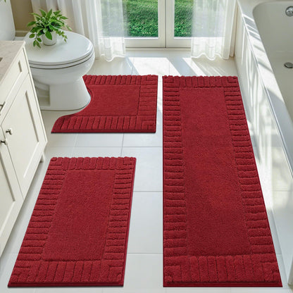 Pauwer Bathroom Rugs Sets 3 Piece, Microfiber Bath Mat Set, Dark Grey