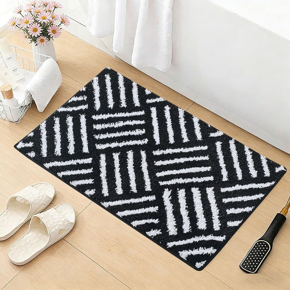 ORTIGIA Cute Green Scalloped Bath Mat, Fun Plush Microfiber Scallop Bathroom Rugs Non Slip Washable Quick Dry Absorbent, Bathmat Bath Rug Carpet for Shower Stall Vanities Kitchen Floor Entrance, 20x32