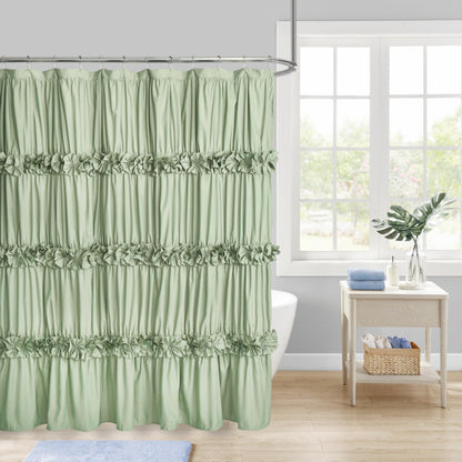 Homechoice Decor Peach Ruffle Shower Curtain for Master Bathroom