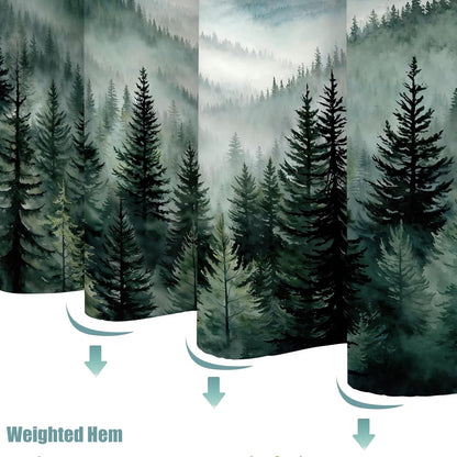 Accnicc Forest Mountain Shower Curtain Dark Green Nature Misty Pine Tree Shower Curtains for Bathroom Foggy Rustic Woodland Decorative Waterproof Fabric Bath Curtain Decor 72×72 Inches