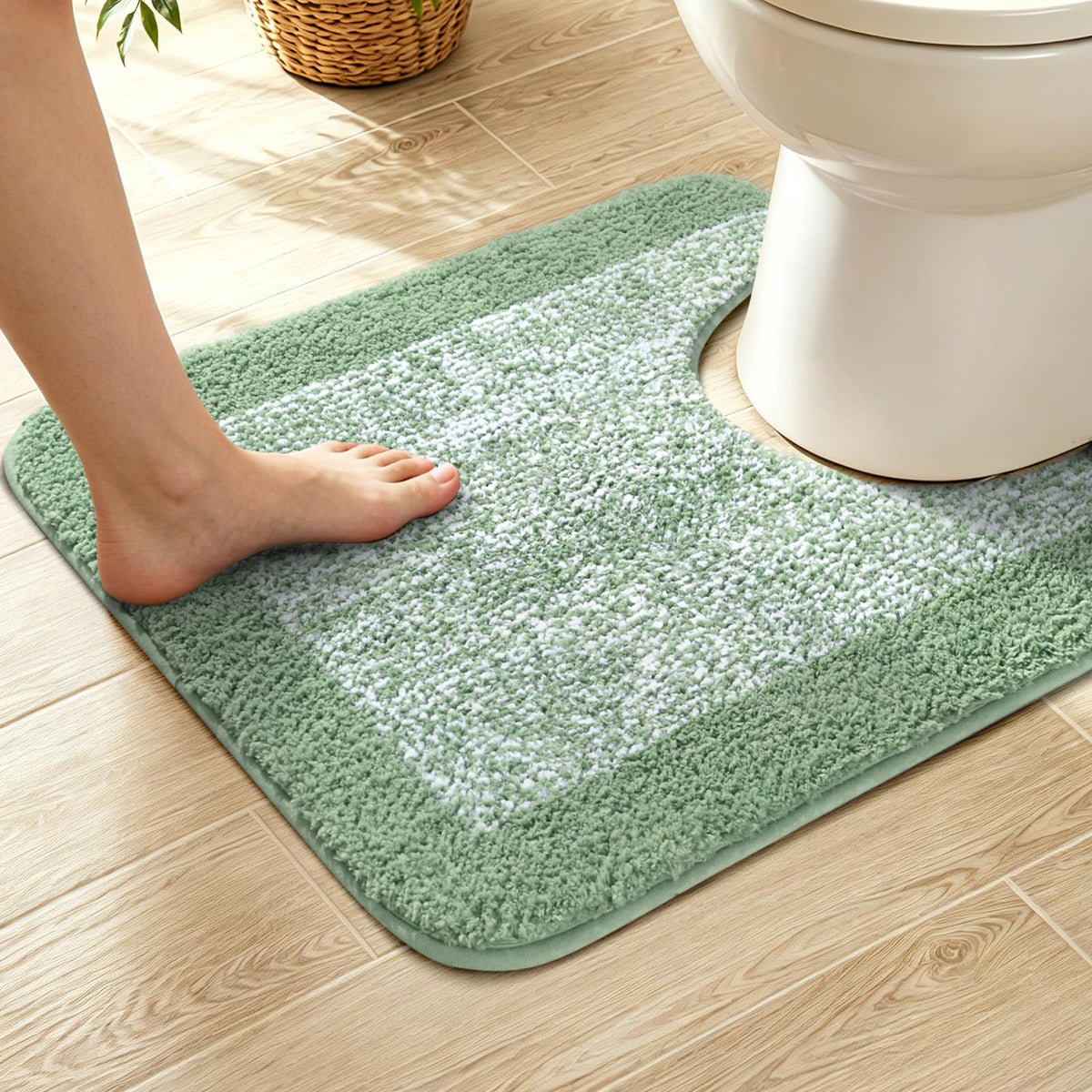 Long 2x4 Ft (48''x24'') Bathroom Rugs, Non Slip Washable Bath Mat Grey