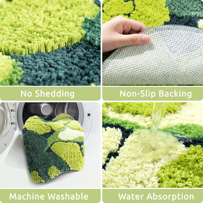 RORA Green Bathroom Rugs Moss Bath Mat 32×20 Non Slip Absorbent Bath Rug