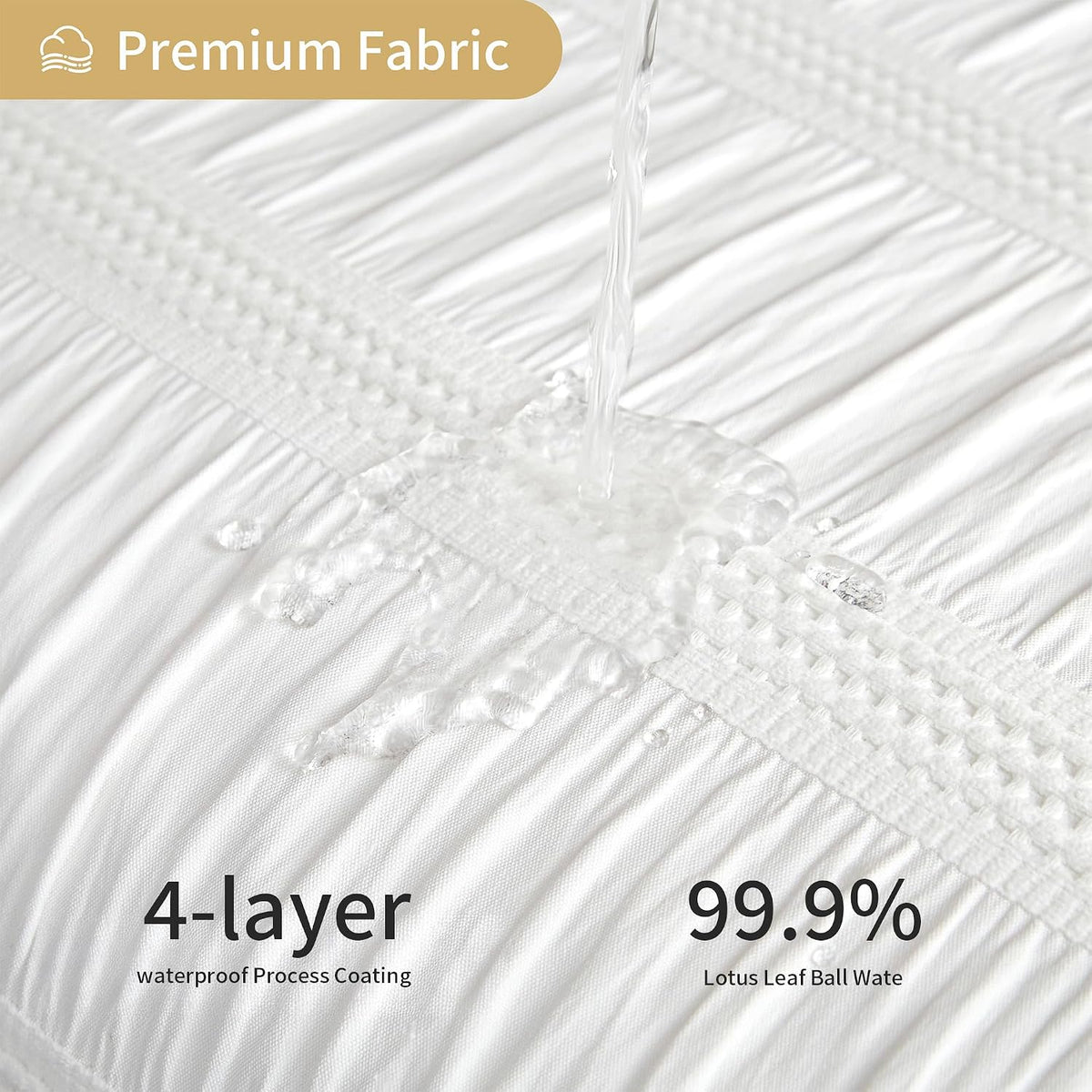 White Shower Curtain Fabric, White Textured Shower Curtain Boho Cotton Blend Striped Waffle Shower Curtains for Bathroom 72 x 72