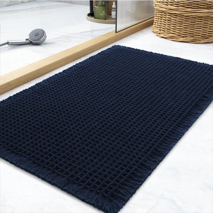 tchdio Waffle Bath Mat-Runner Rug, Super Absorbent Non Slip Bath Mats for Bathroom Machine Washable Long Rugs with Tassels, Bath Rugs for Bathroom Floor Beside Tub, 2' x 6'