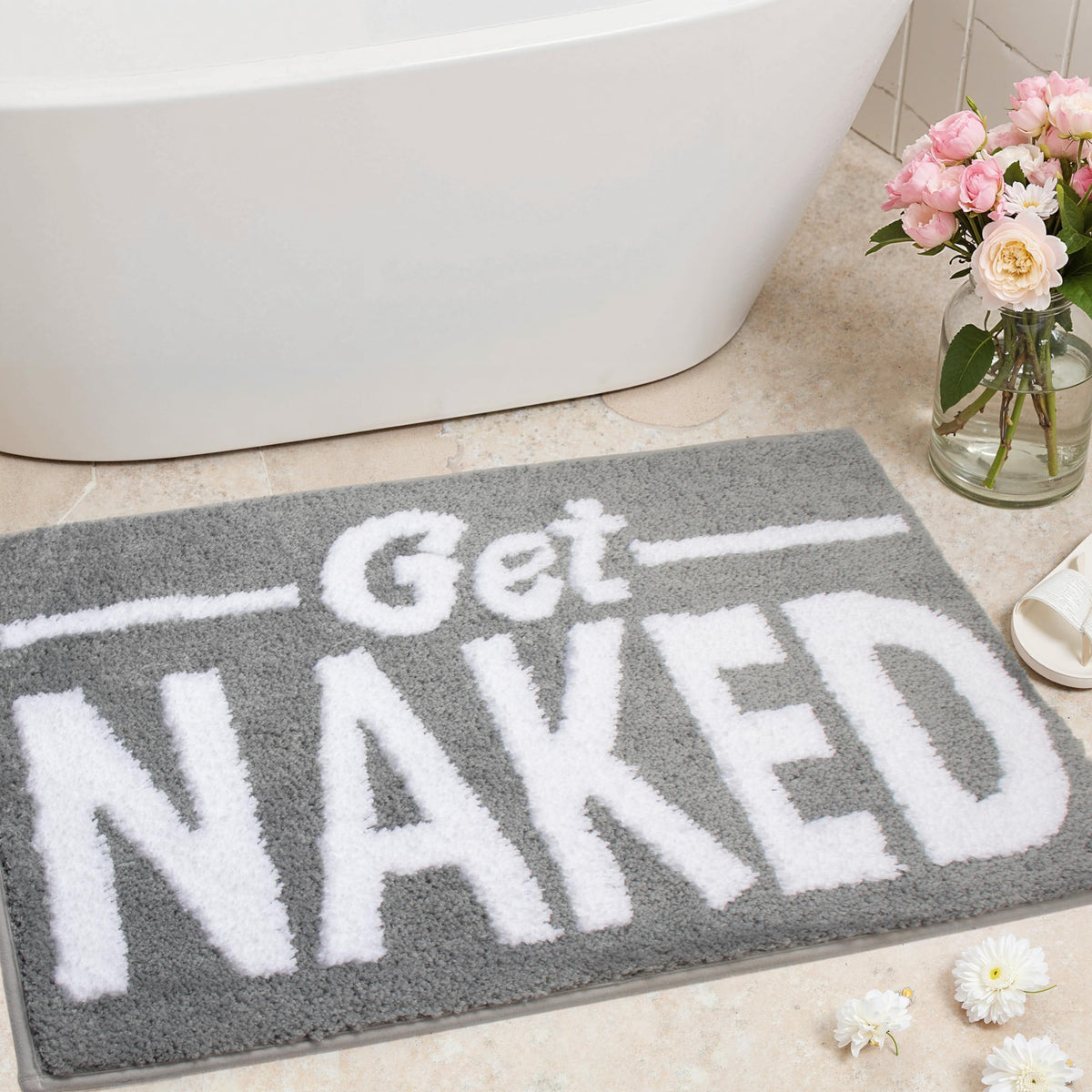 KOEXM Get Naked Bath Mat Long Runner Mat Cute Bathroom Rugs