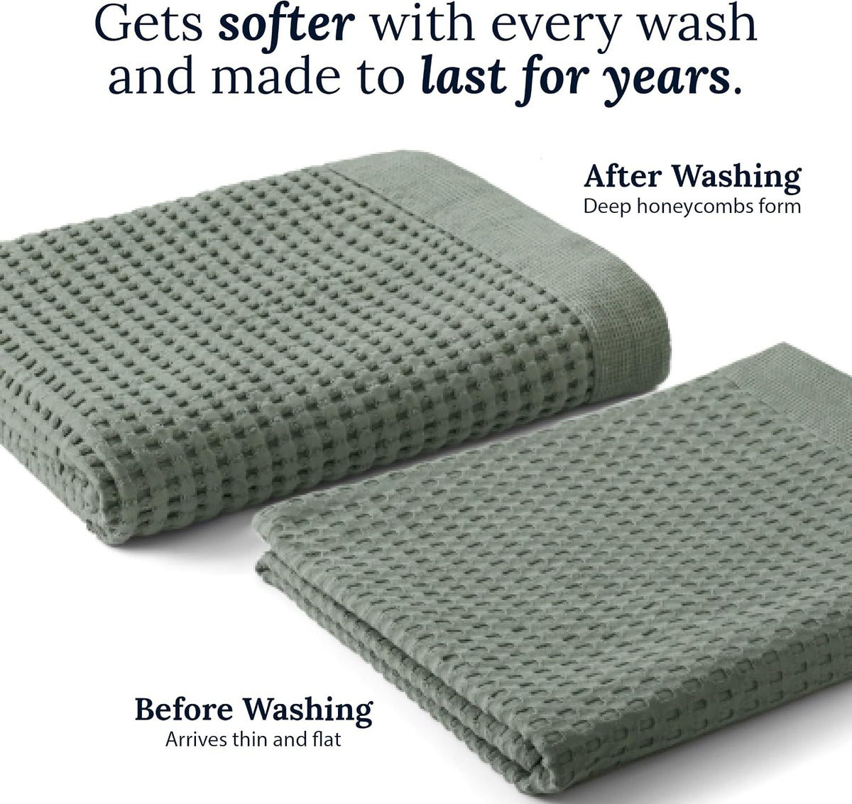 GILDEN TREE Waffle Hand Towels for Bathroom Quick Dry Large Luxury Lint Free Super Absorbent Cotton Hand Towels Set of 2, Modern Style (Cream)