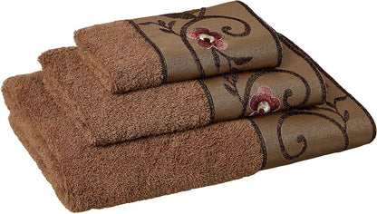 Zahari Home Sinatra Modern Bathroom Towel Set - 3 Piece Luxury Contemporary Decor Bling Champagne Gold Bath Towel Set Soft, Plush and Highly Absorbent