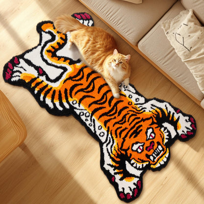 Tibetan Tiger Bath Mat Bathroom Rug Soft Non Slip Orange 24"x40"