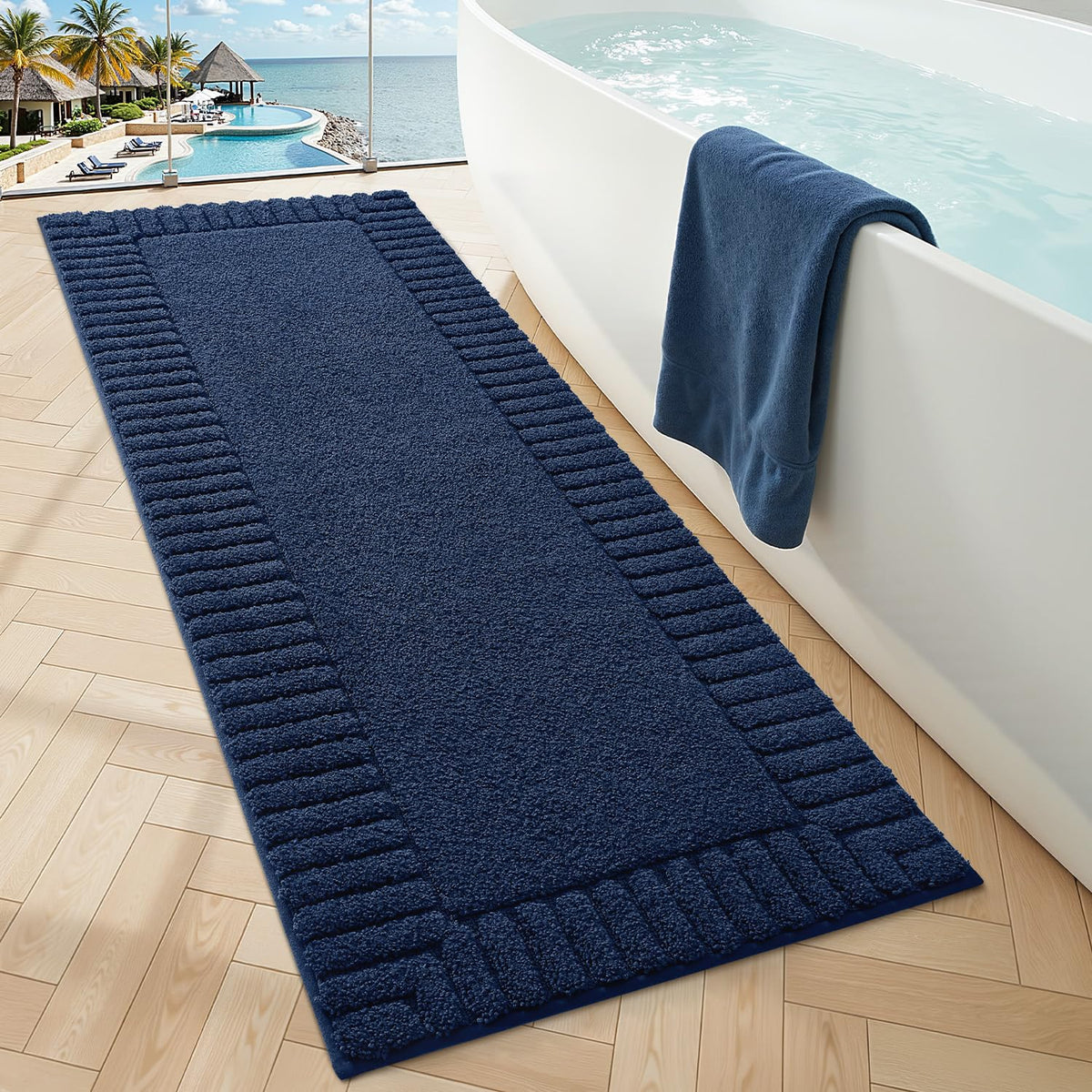 LUMI Soft Bathroom Rugs Absorbent, Non Slip Bath Mat 24x36, Beige