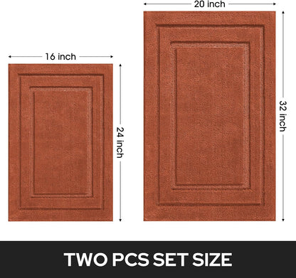 HOMEIDEAS Fall Bathroom Rugs Sets, 2 Piece Soft Bath Mat Burnt Orange