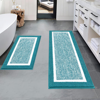 Pauwer Bathroom Rugs 3 Piece Set, Non Slip Washable Bath Mat, Dark Grey