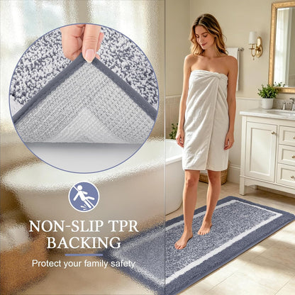 Pauwer Bathroom Rugs 3 Piece Set, Non Slip Washable Bath Mat, Dark Grey