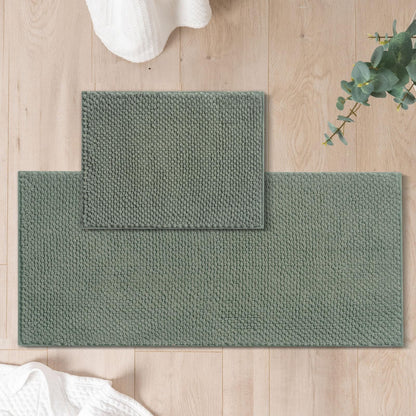 FRESHMINT Chenille Bath Rugs Set 2 Pieces, Cream White, 17''x24''+20''x47''