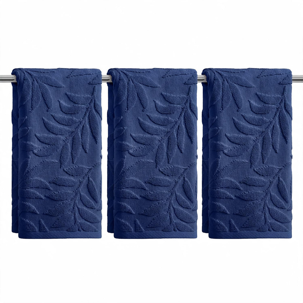 Artoid Mode 2 Pcs Caramel 3D Leaves Jacquard Hand Towels for Bathroom, 100% Cotton Soft Absorbent Bathroom Decor Towels, 13.7 x 29.5 Inch