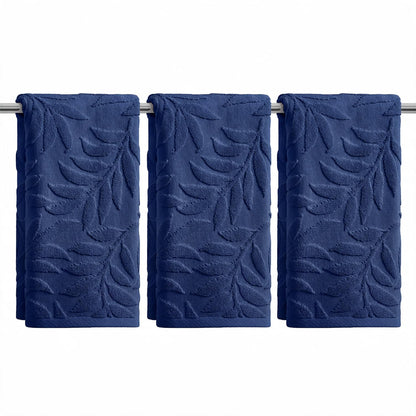 Artoid Mode 2 Pcs Caramel 3D Leaves Jacquard Hand Towels for Bathroom, 100% Cotton Soft Absorbent Bathroom Decor Towels, 13.7 x 29.5 Inch