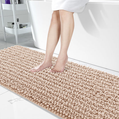 Yimobra Bathroom Rugs Non Slip Washable 32x20 Inch - Ultra Soft Absorbent Chenille Bath Mat, Quick Dry Shaggy Floor Carpet for Tub Shower, Gray Home Decor Accessories