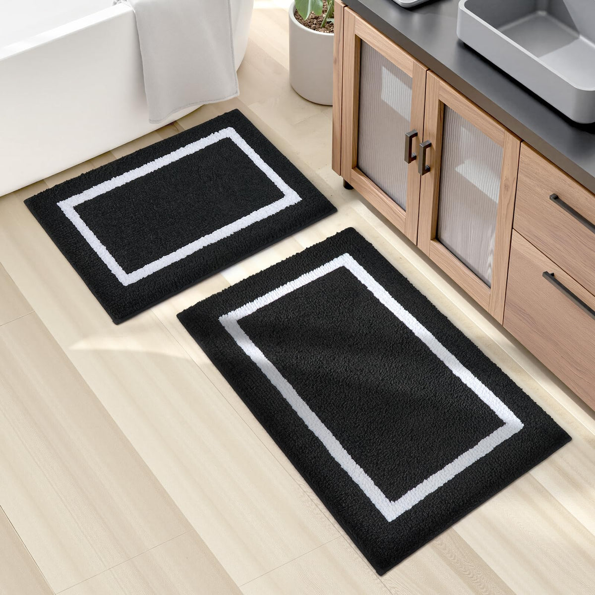 HOMEIDEAS Bathroom Rugs Sets 2 Piece Lavender 20" x 32" + 16" x 24"