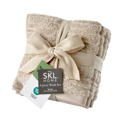 SKL Home CloudSoft Bath Towel Set, 6-Piece, 100% Cotton Luxury, Oatmeal