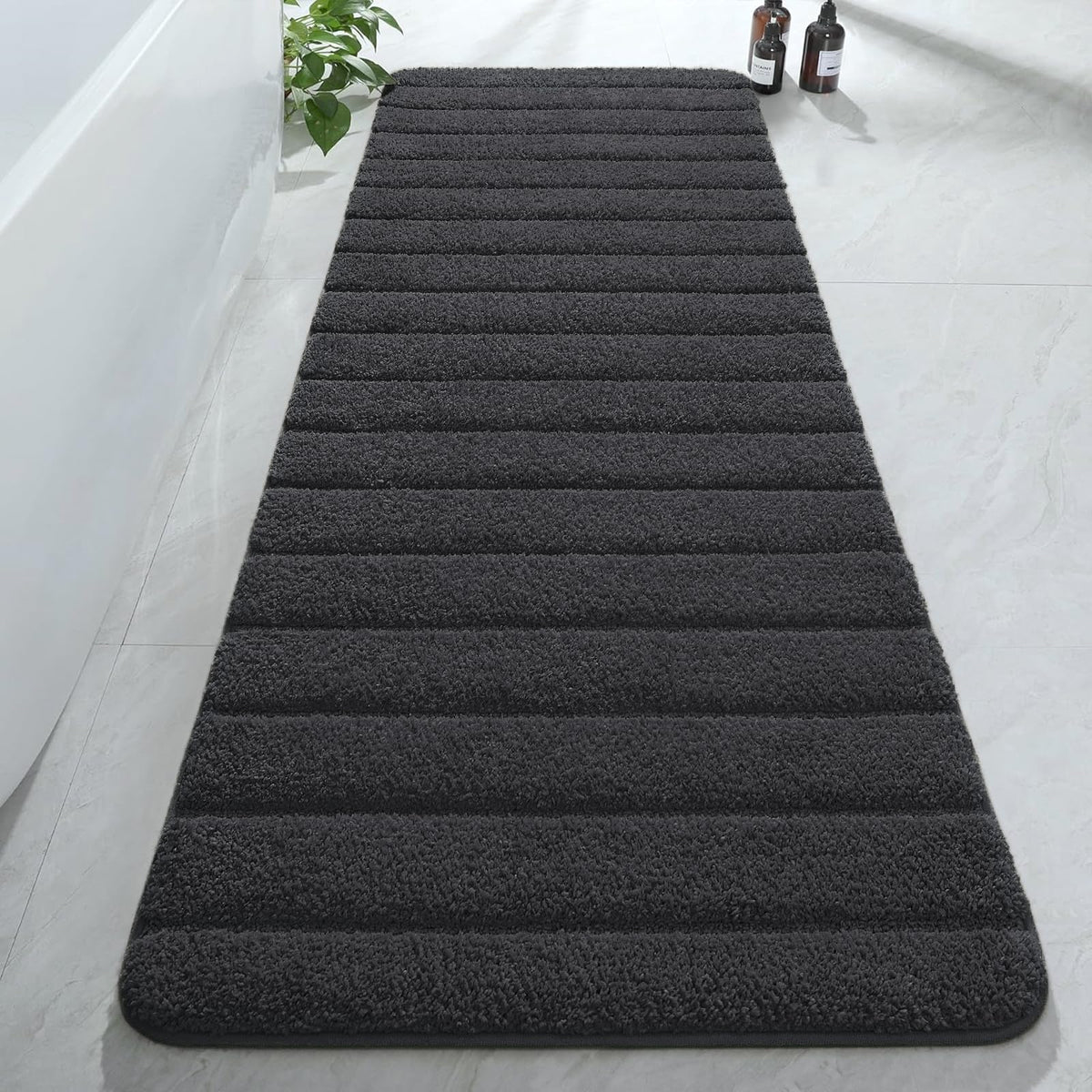 AROGAN Luxury Long Bathroom Runner Rugs 24x60 Inch Bath Rug Non Slip, Black