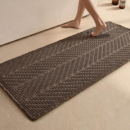 Sunfly Boho Bathroom Rug, Herringbone Waffle Bath Mat Non-Slip Washable Super Absorbent Quick Dry, Farmhouse Bath Mat for Bathroom Floor Decor 20"*30" Khaki