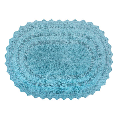 DII Crochet Collection Reversible Bath Mat, Small Oval, 17x24, Dark Green