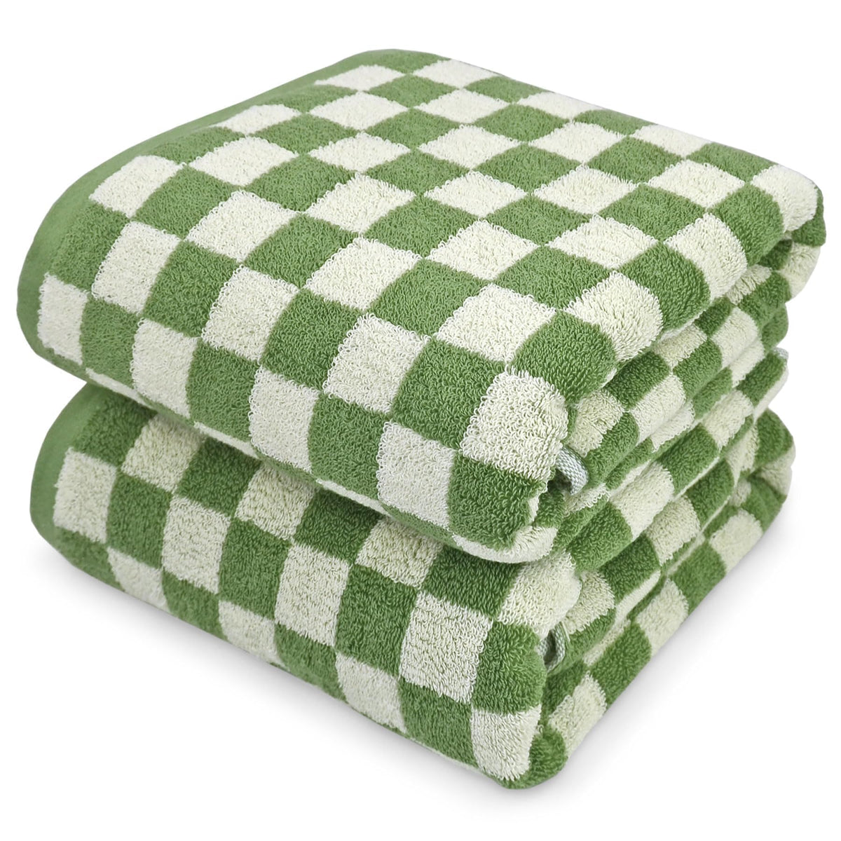 Jacquotha Black and White Checkered Cotton Bath Towels Set of 2