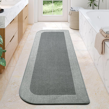 YDKGL Half Circle Bath Mat, Non Slip Thin Bathroom Rugs, Brown 16x24