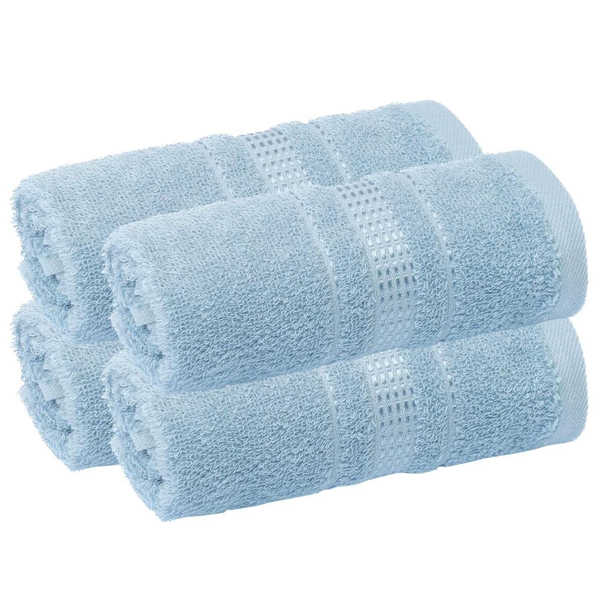 Melissa Linen Fingertip Towels 4 Pack, 100% Turkish Cotton, Small Hand Towels for Body and Face, 12 x 18 in, Soft and Absorbent, Quick Dry, Aqua Green (Light Teal/Seafoam)
