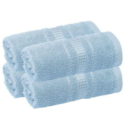 Melissa Linen Fingertip Towels 4 Pack, 100% Turkish Cotton, Small Hand Towels for Body and Face, 12 x 18 in, Soft and Absorbent, Quick Dry, Aqua Green (Light Teal/Seafoam)