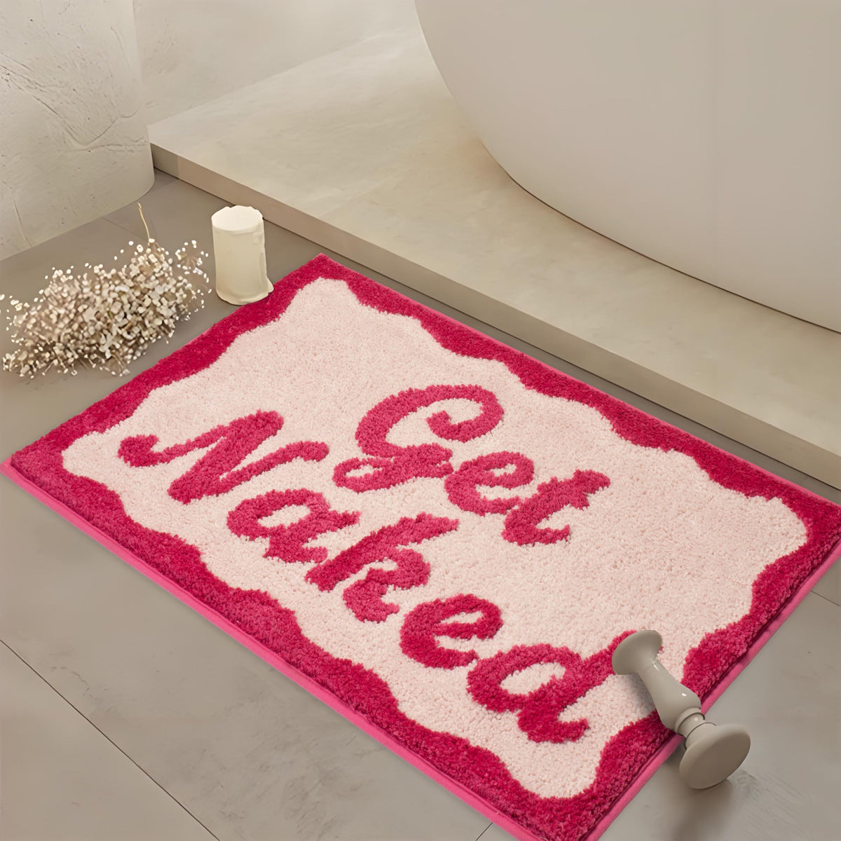 KOEXM Get Naked Bath Mat Long Runner Mat Cute Bathroom Rugs