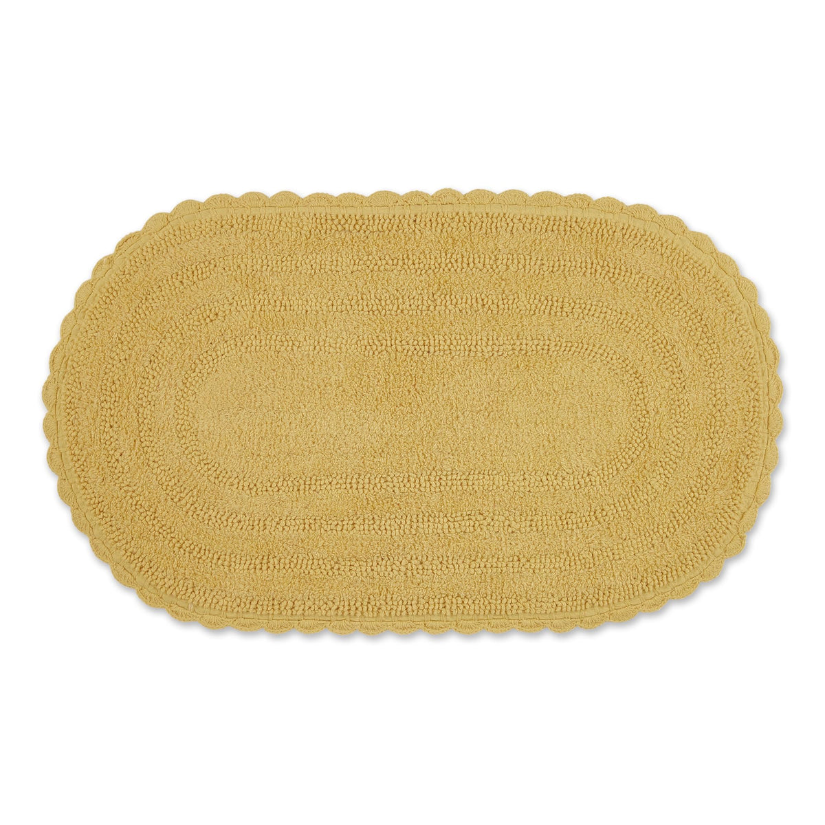 DII Crochet Collection Reversible Bath Mat, Small Oval, 17x24, Dark Green