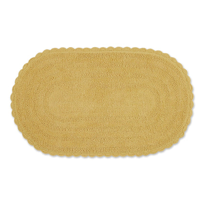 DII Crochet Collection Reversible Bath Mat, Small Oval, 17x24, Dark Green