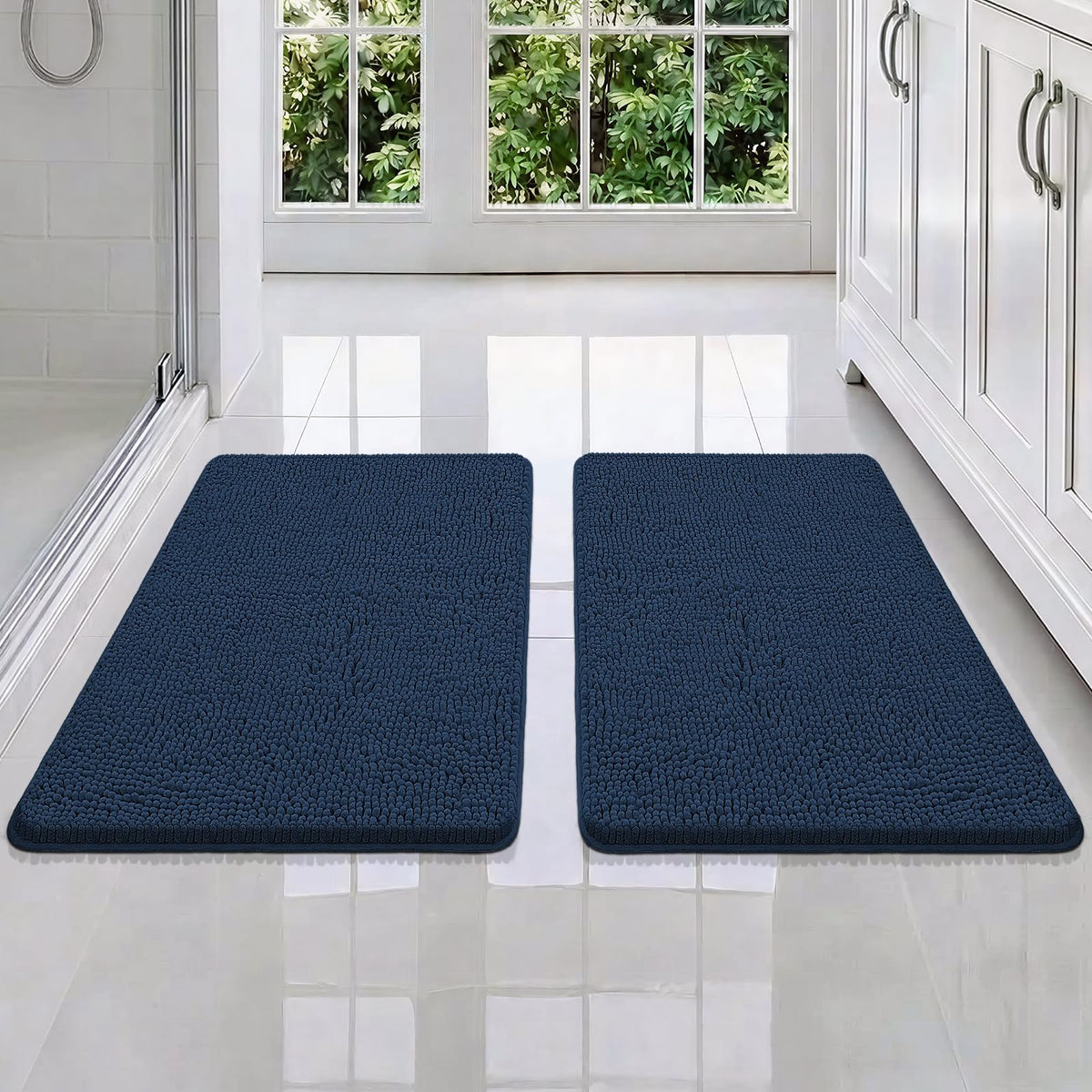 Bcoimo Small Bath Rug Mat,24x17 Chenille High Absorbent Latte Bathroom Mats