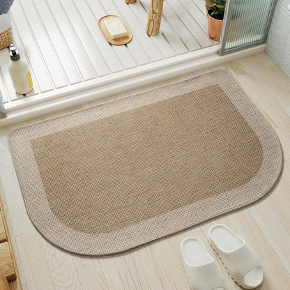 YDKGL Half Circle Bath Mat, Non Slip Thin Bathroom Rugs, Brown 16x24