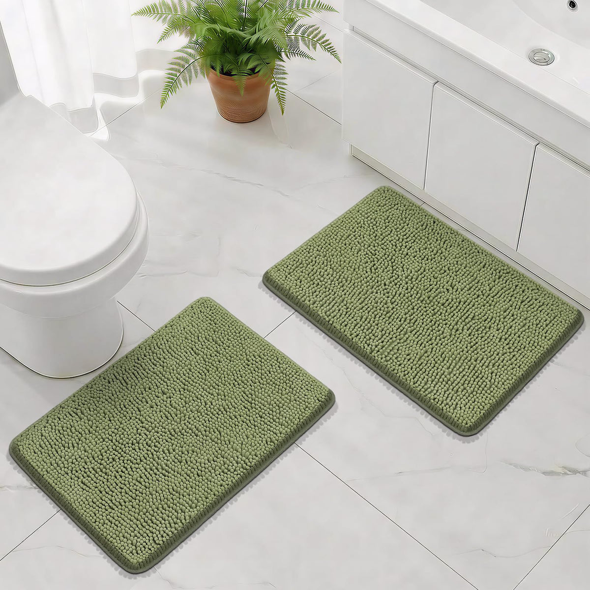 Bcoimo Small Bath Rug Mat,24x17 Chenille High Absorbent Latte Bathroom Mats